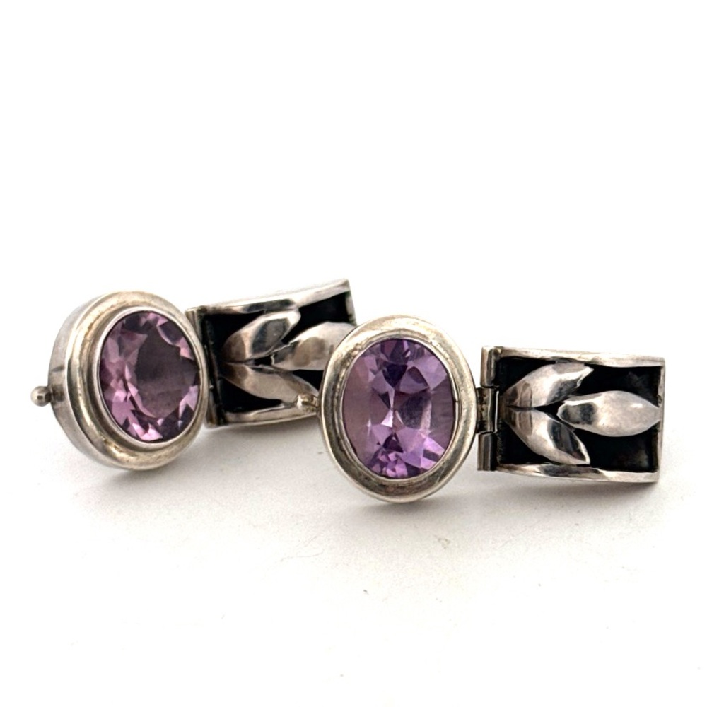 LORI BONN Sterling Silver and faceted amethyst earrings for pierced ears 10.0g